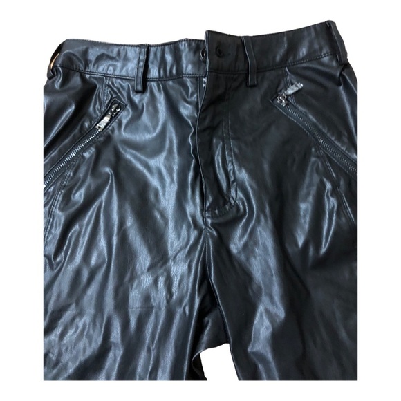 Guess‎ black leather zippered rocker crinkled rock n roll biker pants size 6 new - Picture 10 of 11